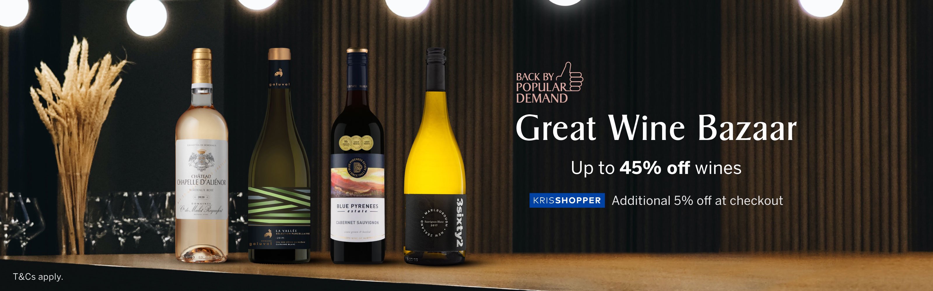 Great Wine Bazaar - Up to 45% off wines + extra 5% off at checkout