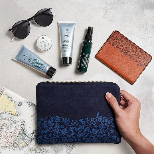 travel essentials with a pouch