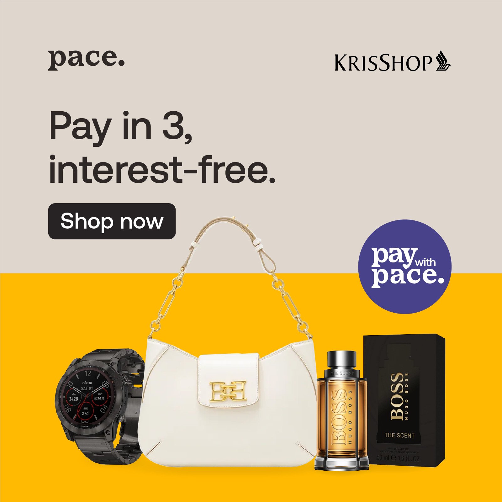 Pay in 3 with Pace on KrisShop.com