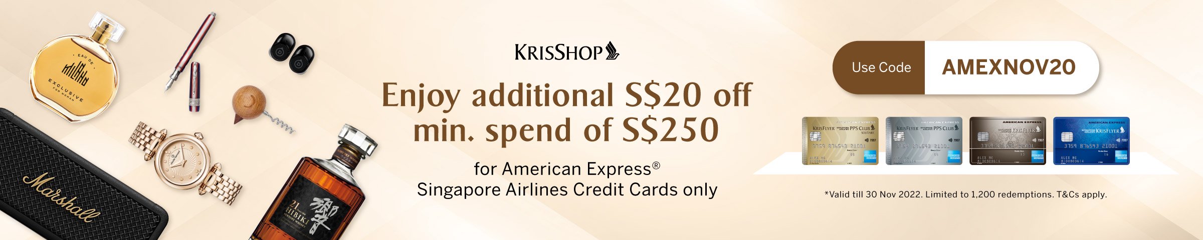 AMEX Exclusive Offer - Enjoy additional S$20 off with min. spend S$250