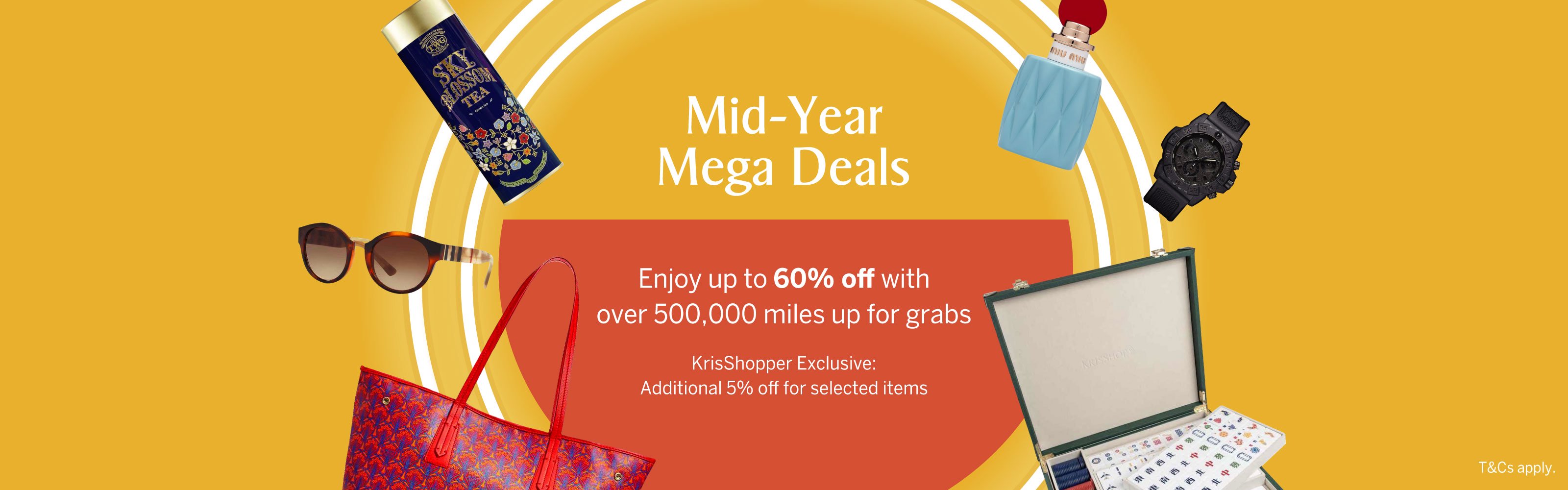 KrisShop's Mid-Year Mega Deals - Up to 60% off with over 500,000 miles up for grabs