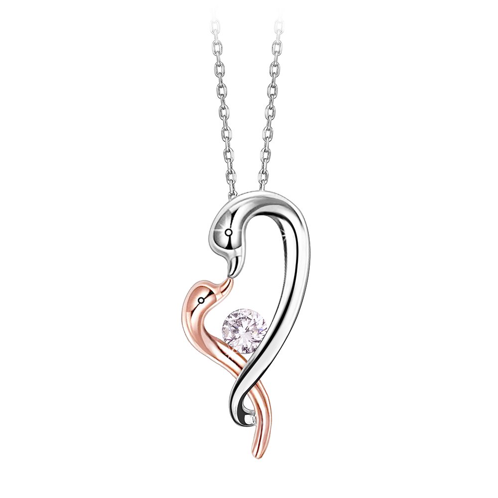 PICA LÉLA BONDS OF LOVE 18K WHITE/ROSE GOLD PLATED PENDANT AND GWP CZ ...