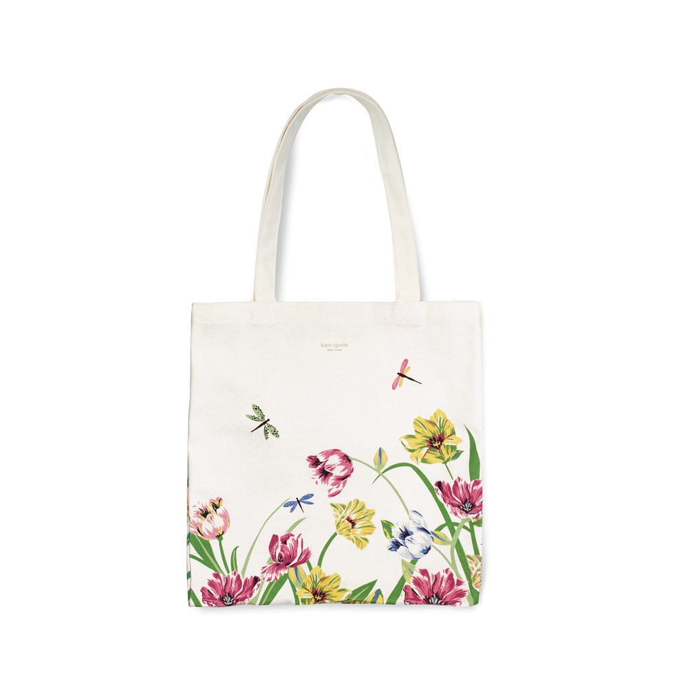KATE SPADE CANVAS BOOK TOTE - DRAGONFLIES AND TULIPS | KATE SPADE NEW ...