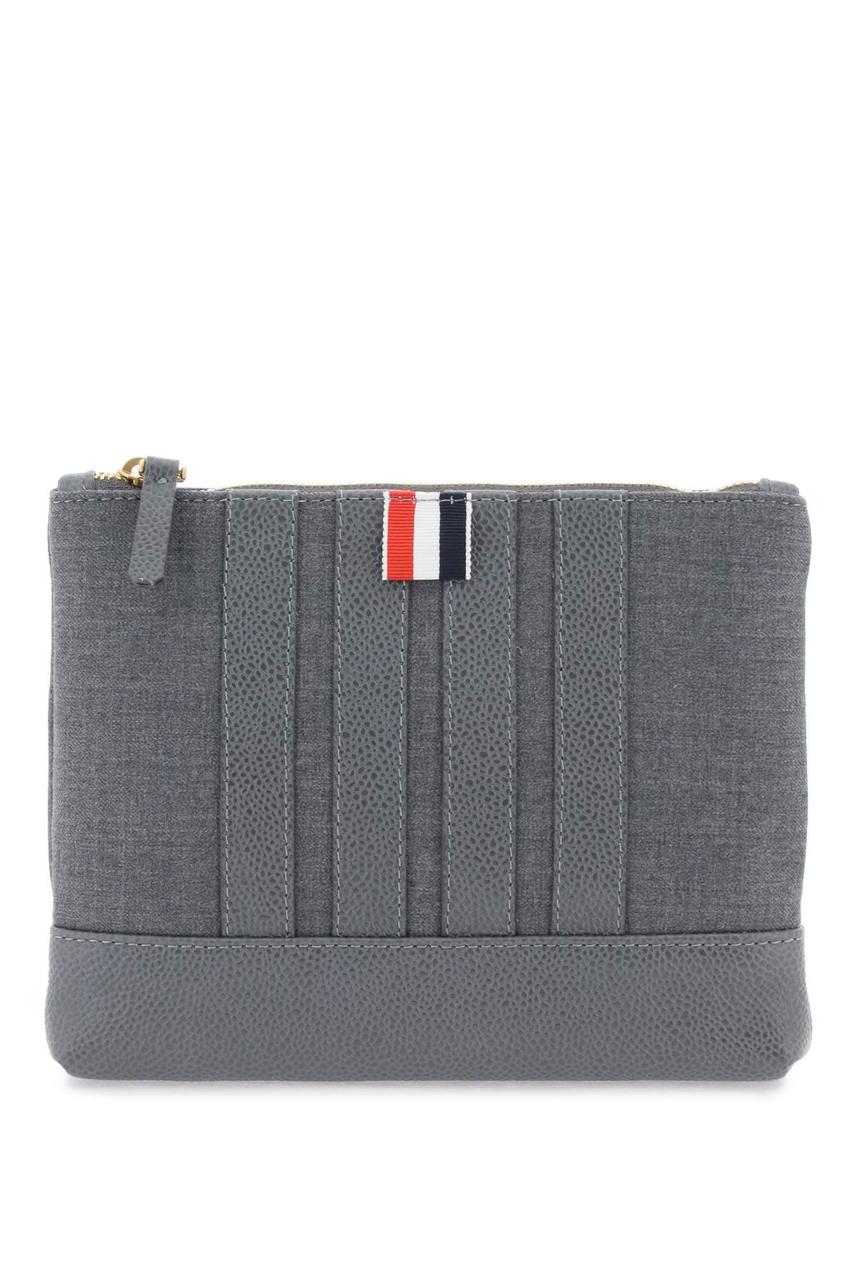 THOM BROWNE 4 BAR SMALL POUCH WOOL GREY THOM BROWNE KRISSHOP