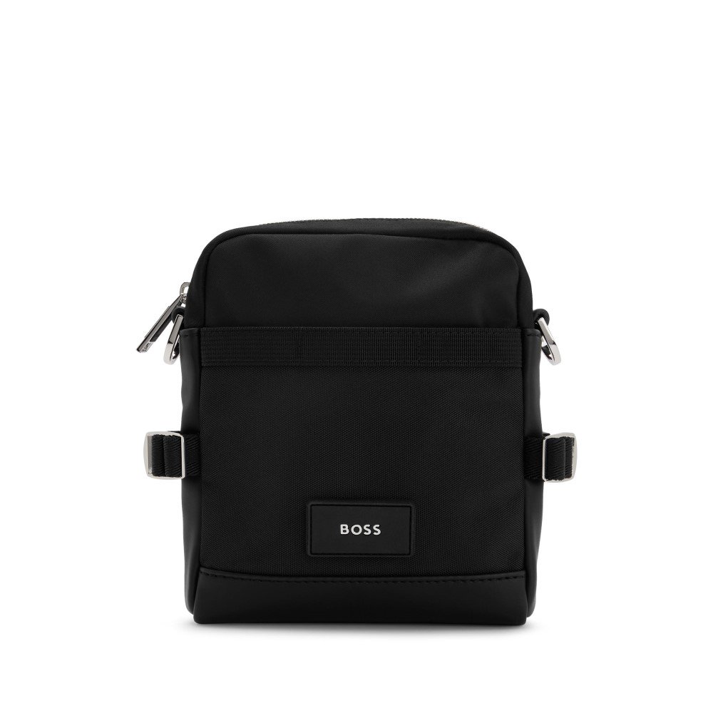 BOSS RECYCLED-MATERIAL MATTE-LOOK REPORTER BAG WITH LOGO DETAIL | BOSS ...