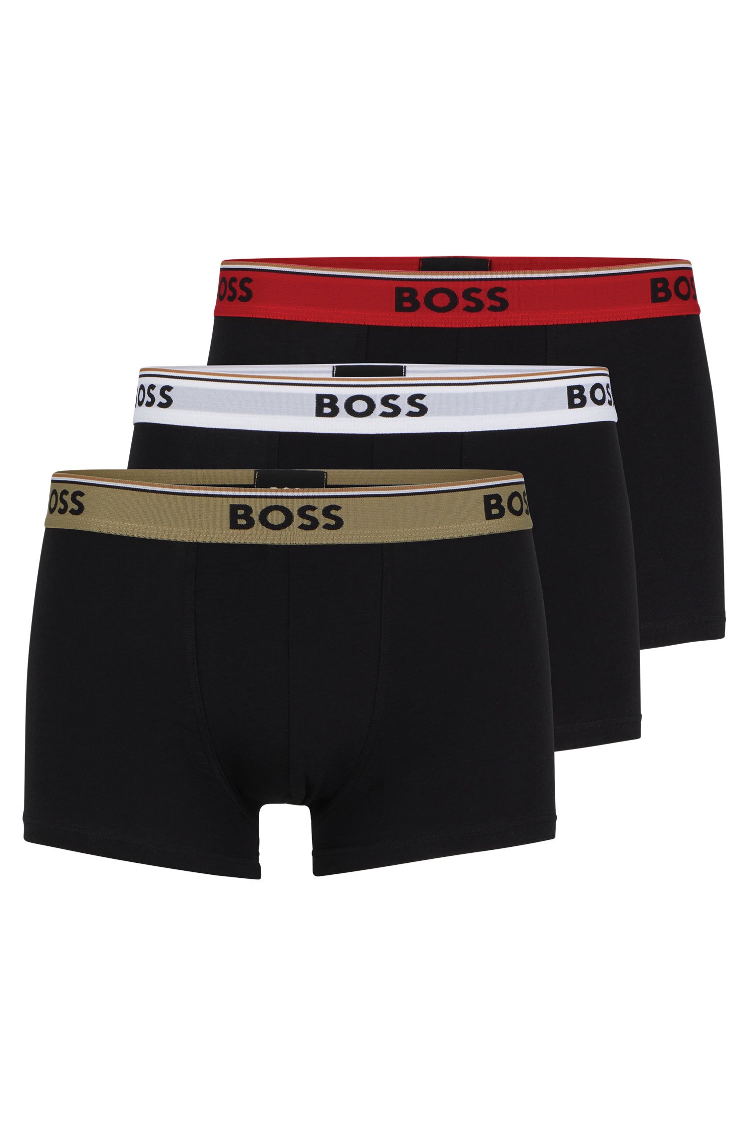 BOSS THREE-PACK OF STRETCH-COTTON TRUNKS WITH LOGO WAISTBANDS (OPEN ...