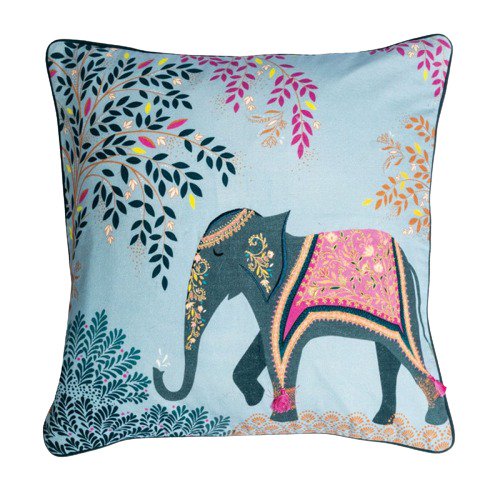 SARA MILLER LONDON ELEPHANTS OASIS - 50x50 CUSHION COVER - SKY BLUE ...