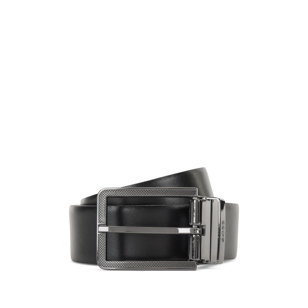 BOSS - Reversible Italian-leather belt with branded keeper