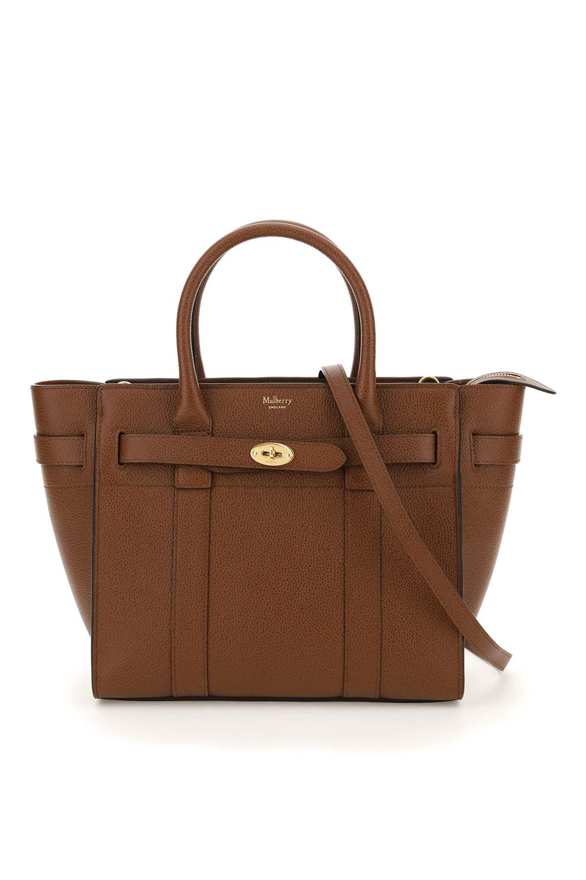 MULBERRY GRAINED LEATHER SMALL ZIPPED BAYSWATER BAG BROWN | MULBERRY ...