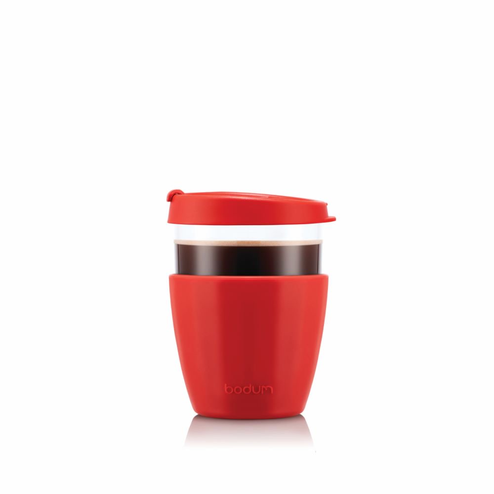 Bodum JOYCUP Travel Mug, 0.4L, 13.5oz, Glass Red