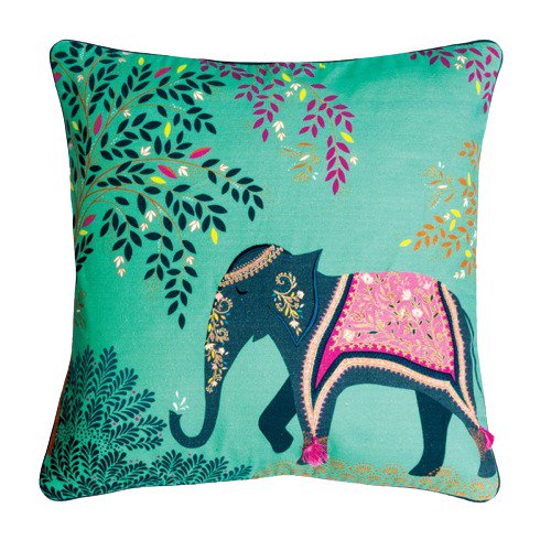 SARA MILLER LONDON ELEPHANTS OASIS - 50x50 CUSHION COVER - LIGHT JADE ...